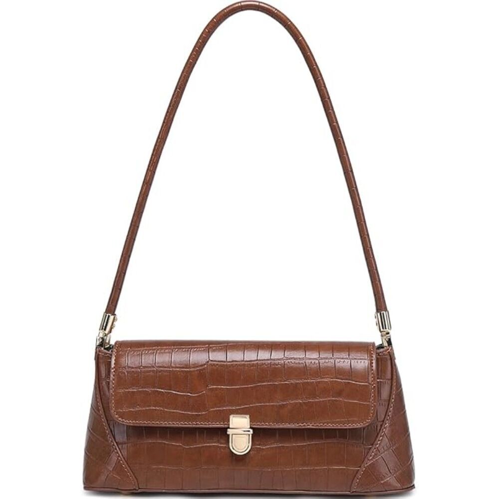 Women Crocodile Coffee Imported Vintage Retro Cute Hobo Tote Mini Clutch Bags